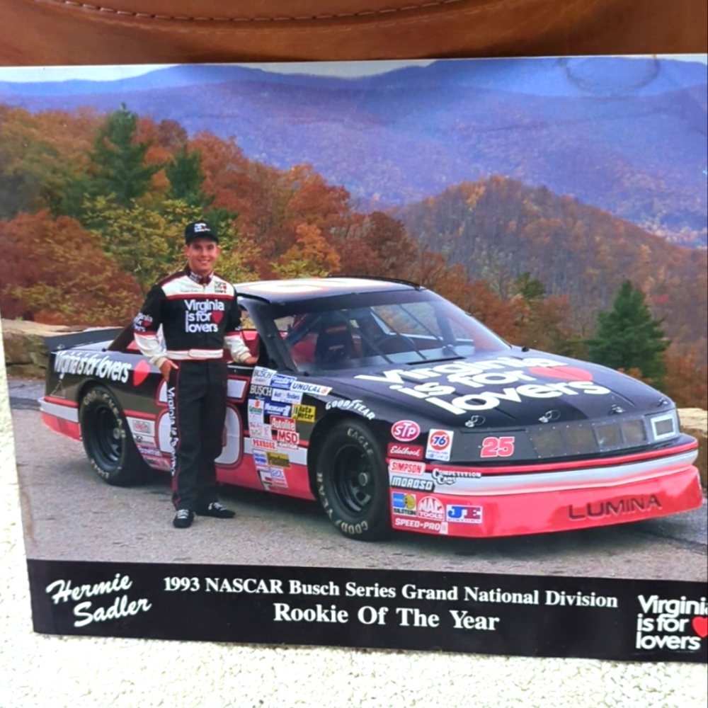 🏁HERMIE SADLER Rookie of the Year 10x8 Stats Card/Photo Virginia is for Lovers
